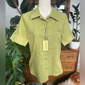 NWT Selene Sport women’s vintage dead stock pea green shoe sleeve size medium